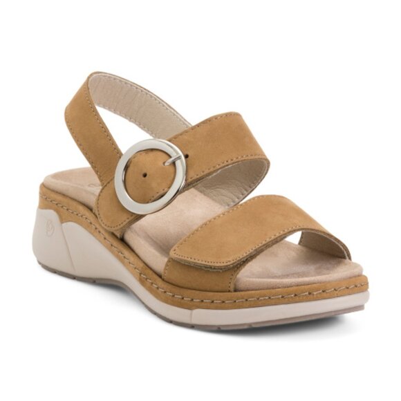 ELITE Shoes - ELITE Made In Portugal Leather Comfort Buckle Sandals With Back Strap